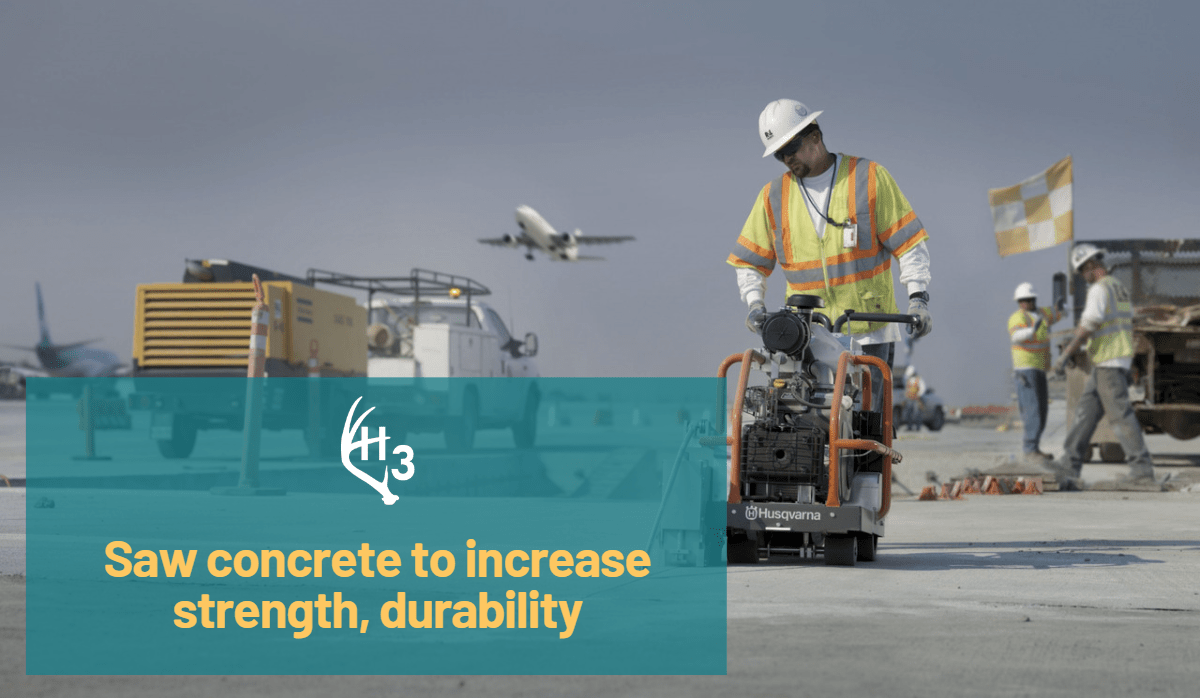 Saw concrete joints to increase durability: blog image.